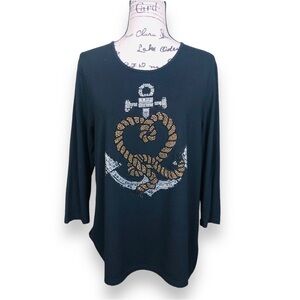 Gardy Rhinestone Long Sleeve Tunic Top